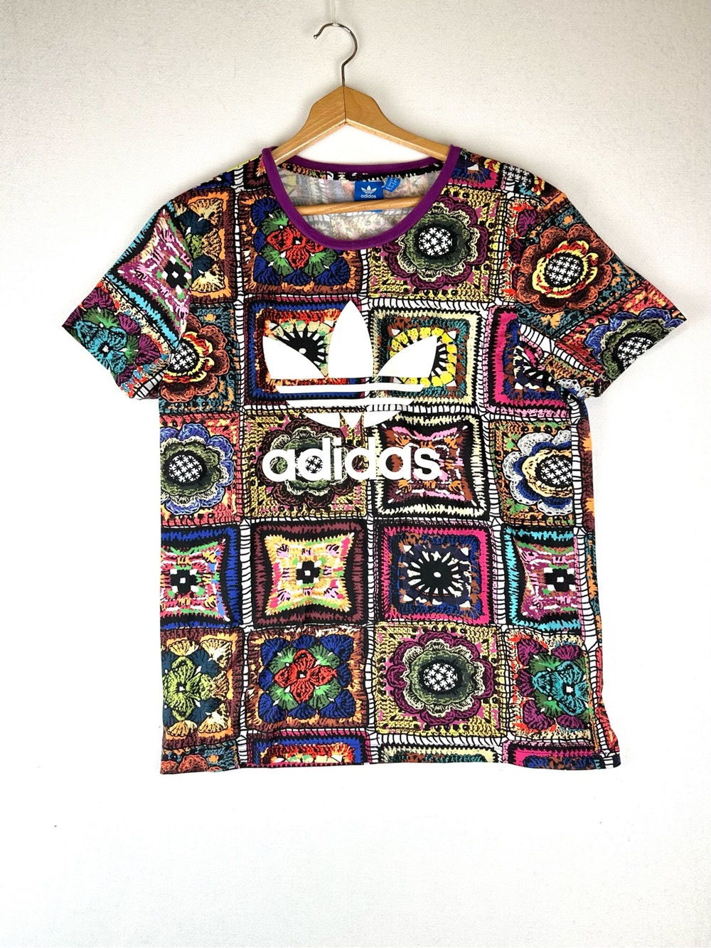 Adidas Crochita T-Shirt Patchwork Boho Bandana Floral Aztec Activewear